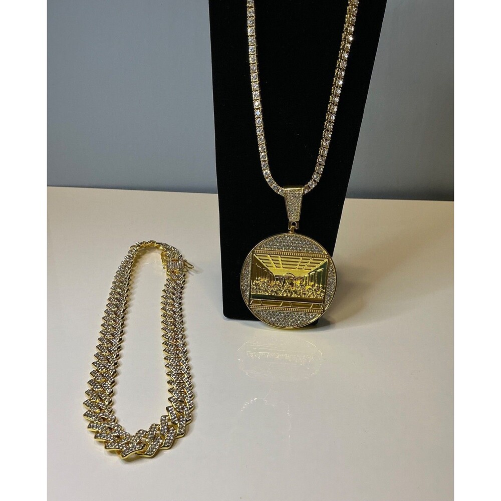 New Necklace Last Supper Men Hip Hop Iced Out CZ Chain Lot Christian Cross Women